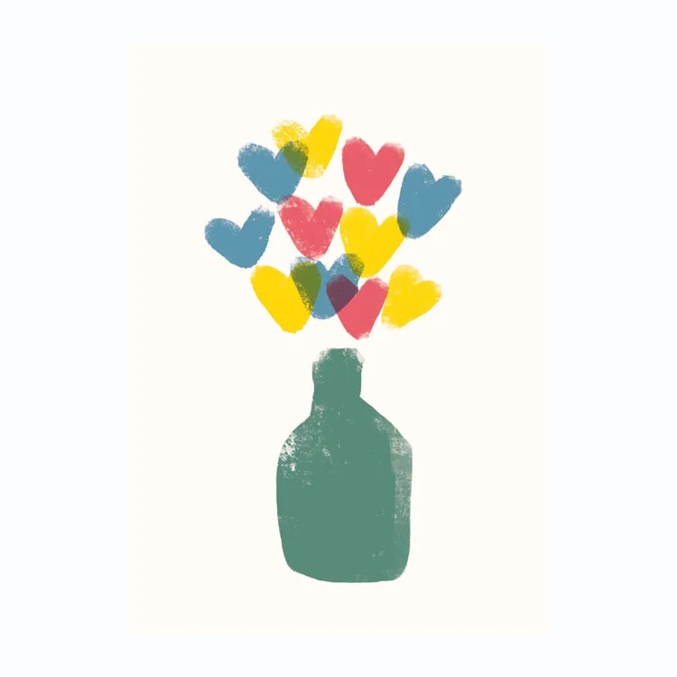 Carte postale bouquet de cœurs par Floor Koop