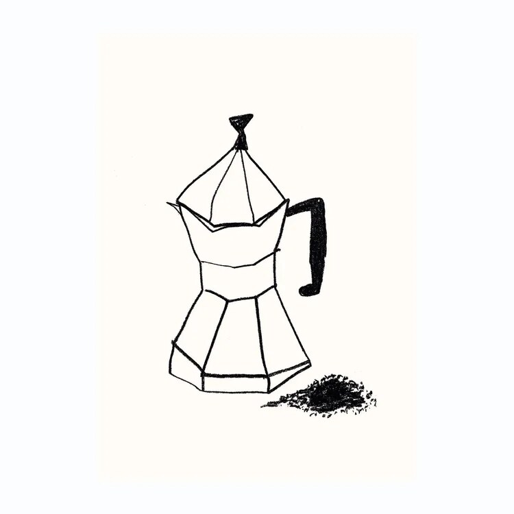 Carte postale cafetière illustrée par Floor Koop
